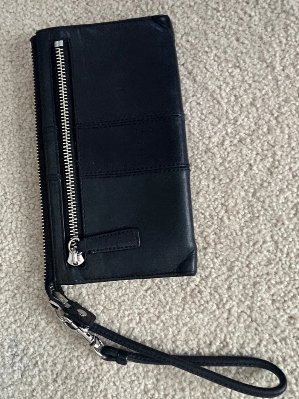 Coach Julia black leather wristlet
